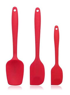 3 Pcs Silicone Spatula Utensil Set Red