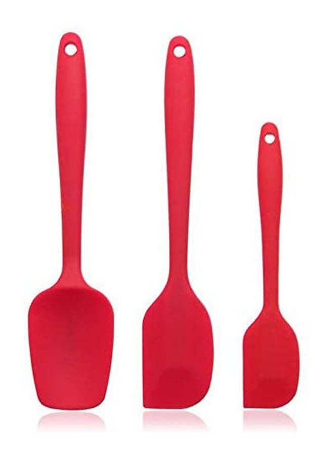 Generic - 3 Pcs Silicone Spatula Utensil Set Red - Image 1