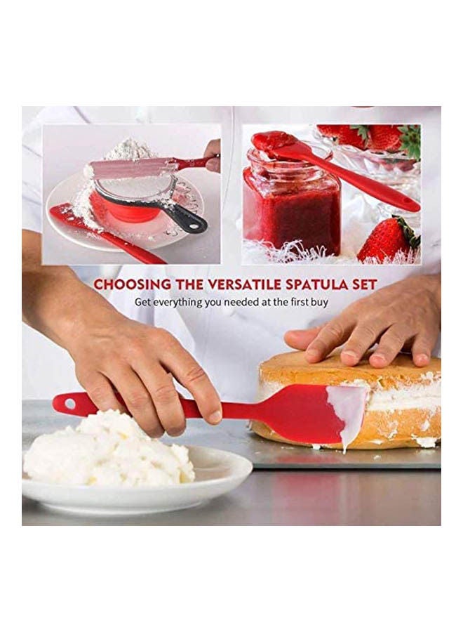 Generic - 3 Pcs Silicone Spatula Utensil Set Red - Image 1