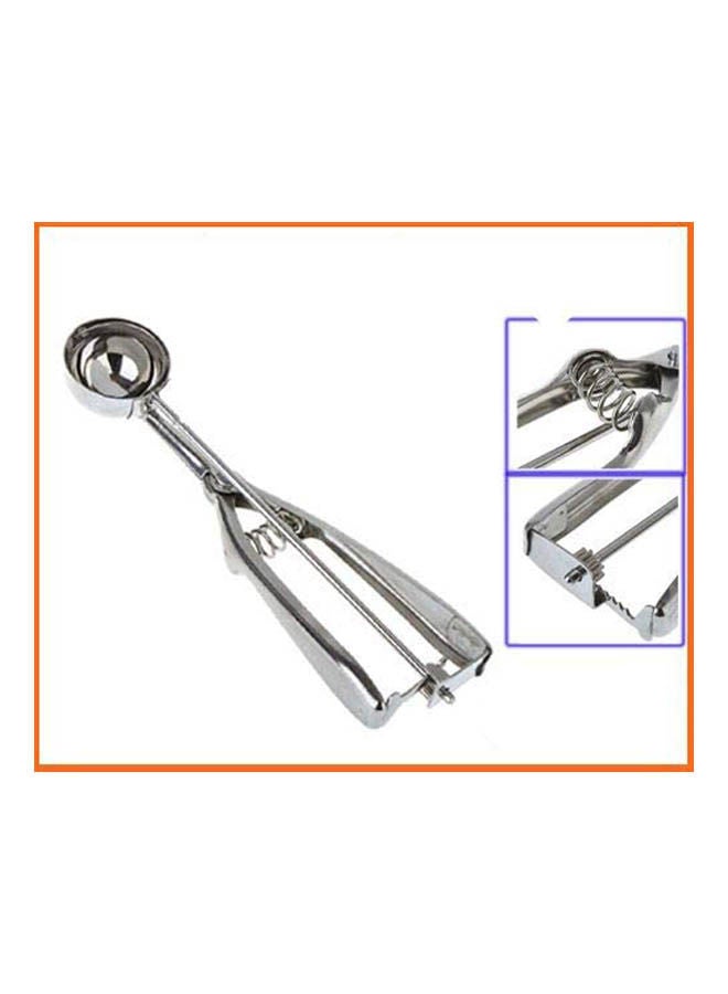 Ice Cream Mash Potato Scoop Stainless Steel Spoon Spring Handle Silver