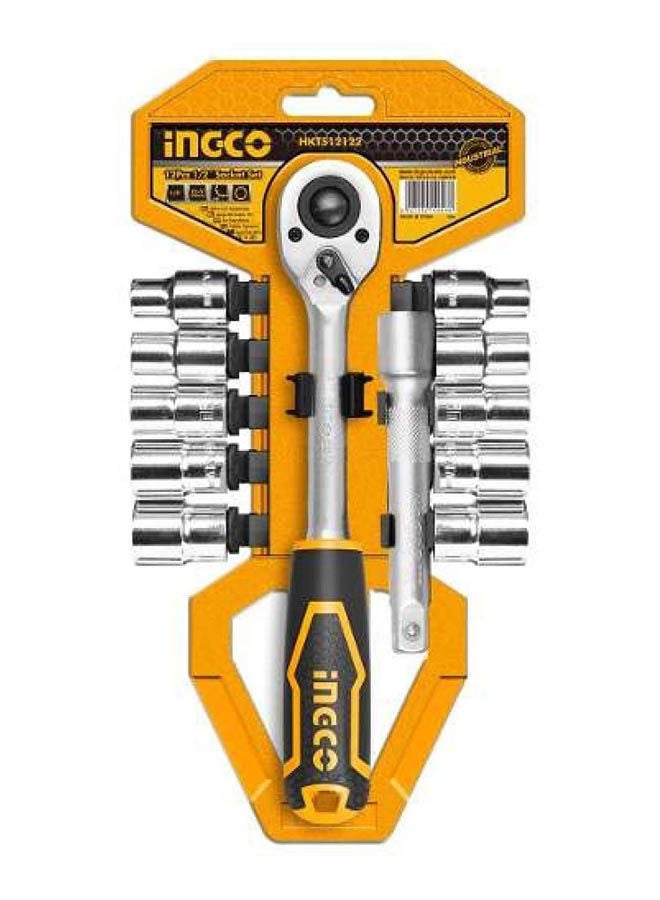 INGCO 12 Pcs 1/2 Socket Set Silver Multicolour 