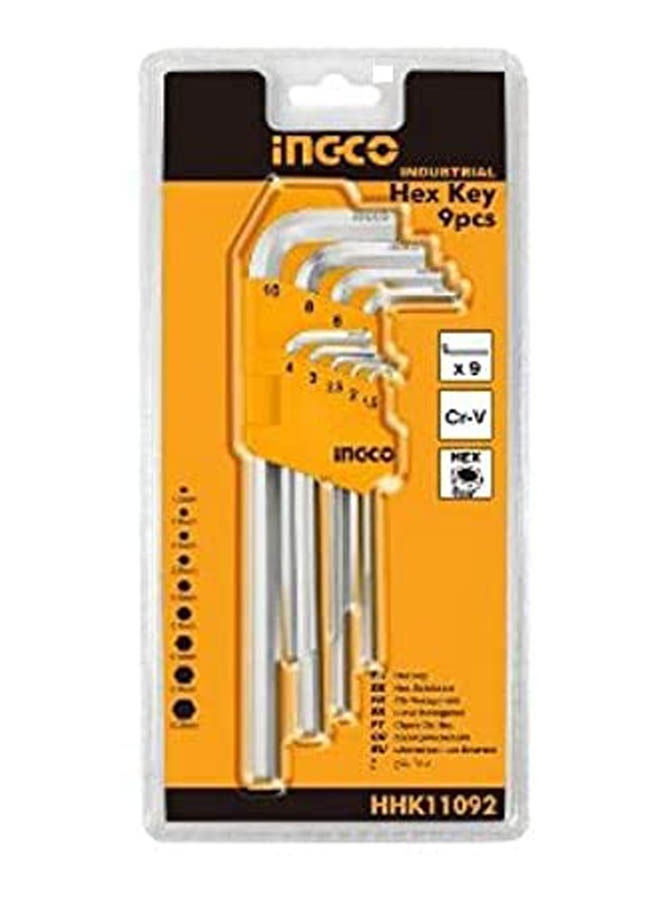INGCO Hhk11092- Hex Key 9 Pcs Silver