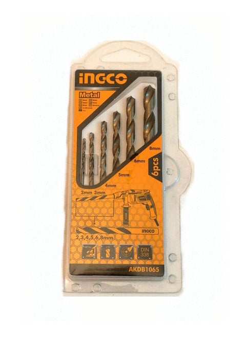6 Pcs Hss Twist Drill Bits Set Multicolour