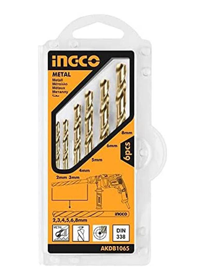 INGCO Akdb1065 Steel Twist Drill Bits (6 Pieces) Multicolour 