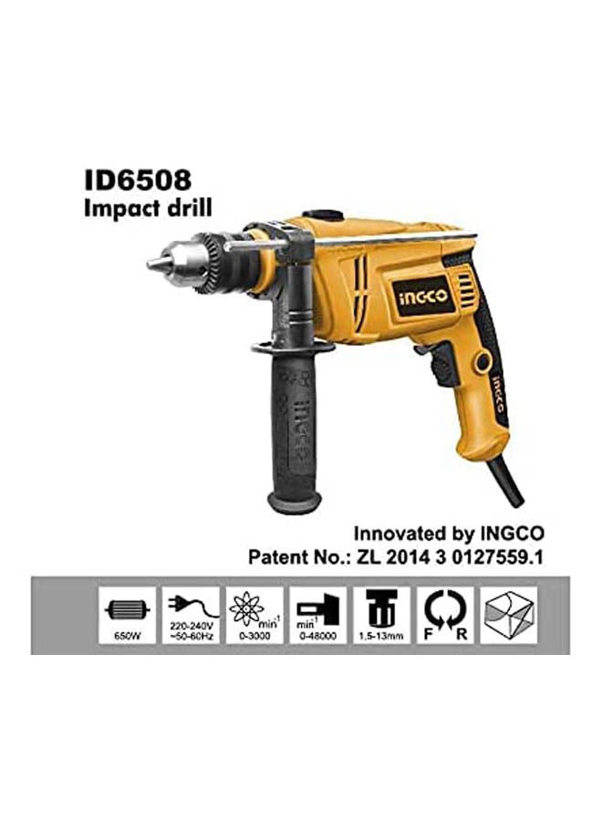INGCO Corded Electric Id6508 - Impact Drivers Yellow/Black  - Image 2