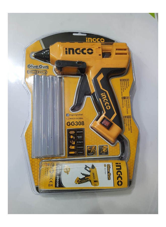 INGCO Gg308 Professional Aaldo Glue Gun 220W Electric Yellow/Multicolour 