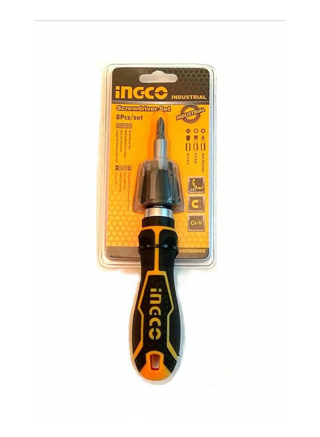 INGCO Screwdriver Set 8 Pcs Ratchet Hand Black/Multicolour