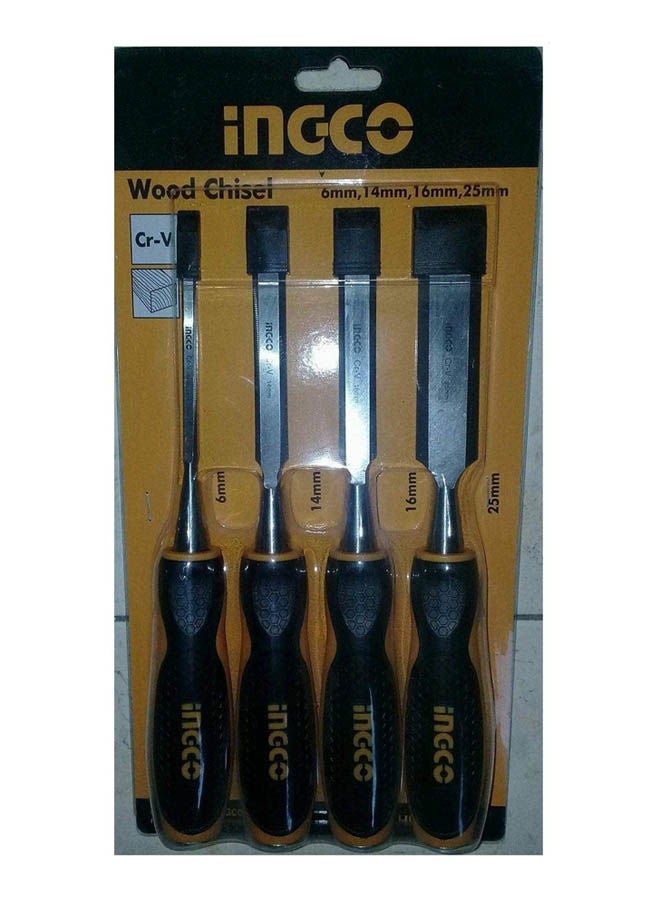 INGCO Wood Chisel, 4 Pieces Black/Multicolour - Image 1