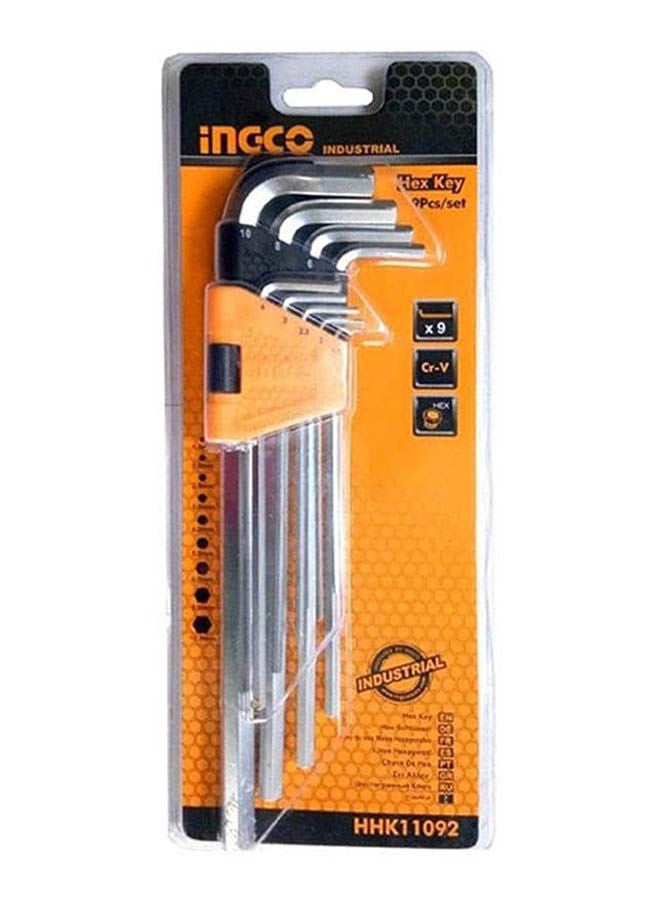 INGCO Long Nakia Set From 1.5: 10 Mm (9 Pieces) Model: Hhk11092 Silver/Multicolour 