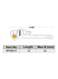 INGCO Pipe Wrench - Size 10 Inches Multicolour  - Image 2