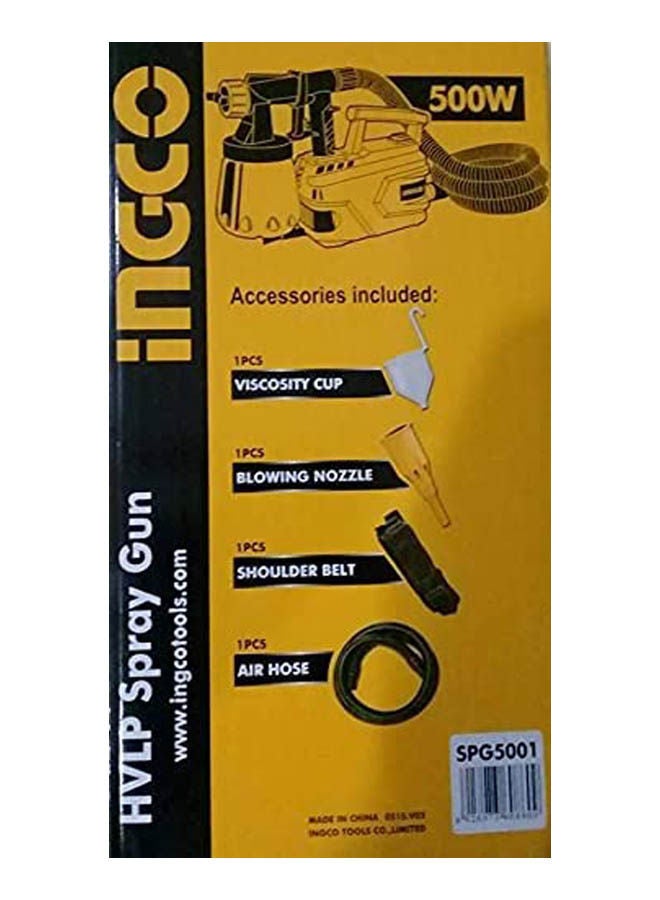 INGCO Spg5001 - Hvlp Spray Gun - 500W Yellow/Multicolour  - Image 1