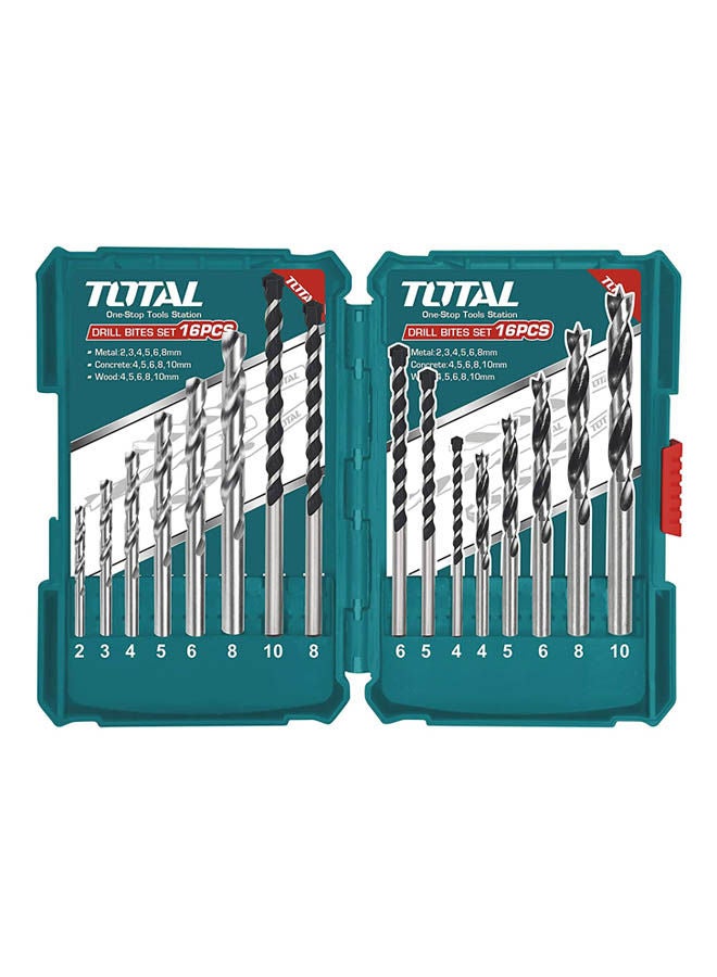 توتال تولز رؤوس مثقاب معدنية وخرسانية وخشبية 16 قطعة