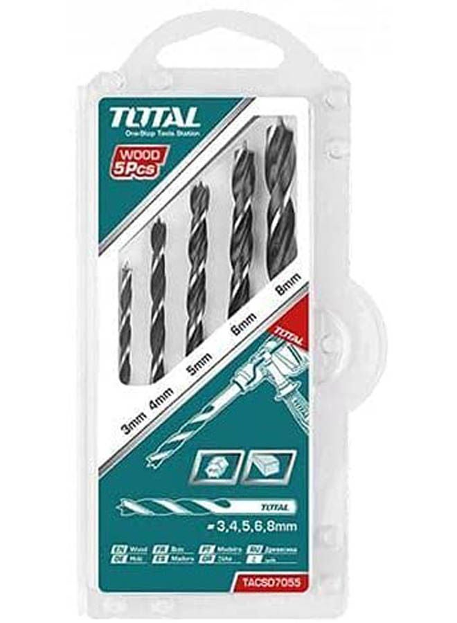 TOTAL Wood Drill Bits Set 5 Pcs Multicolour