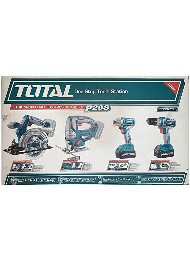 TOTAL Li-Ion Cordless 4Pcs Combo Kit 20V 4Ah Green 10mm  - Image 2