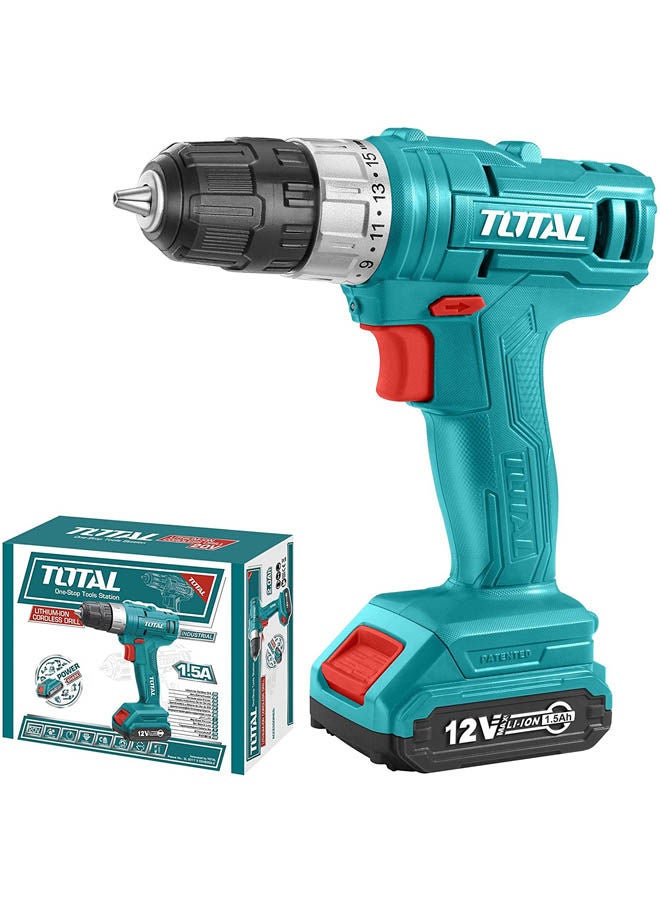توتال Lithium Ion Cordless Drill 12V 1 Battery Green 10mm 