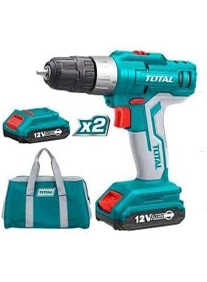 TOTAL - Lithium Ion Cordless Drill 12V 2 Battery Blue - Image 1
