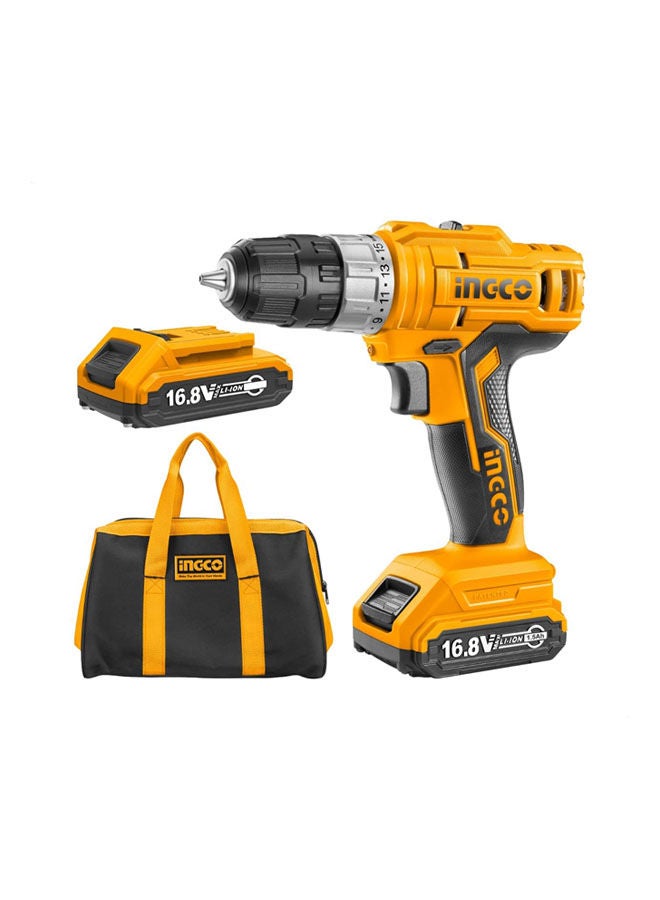 INGCO - Cdli1612 Cordless Drill With Bag And Interchangeable Lithium-Ion Battery Orange - Image 1