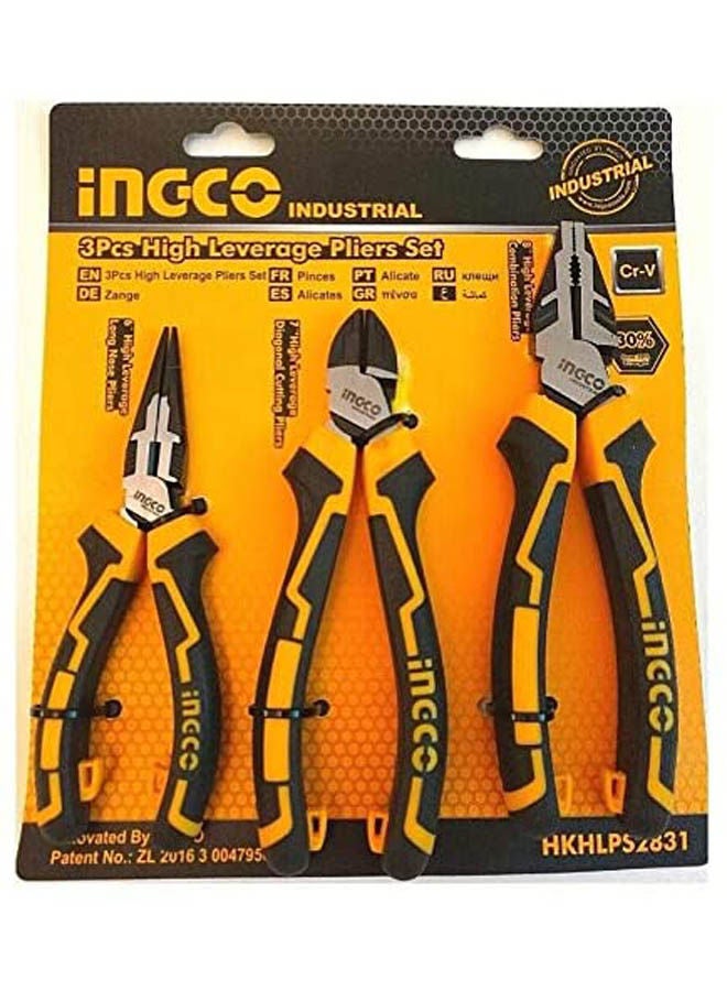 INGCO 3 Pcs High Leverage Pliers Set Multicolour  - Image 1