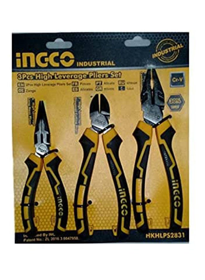 INGCO 3 Piece Pliers Set With Insulated Hands Yellow  - Image 1