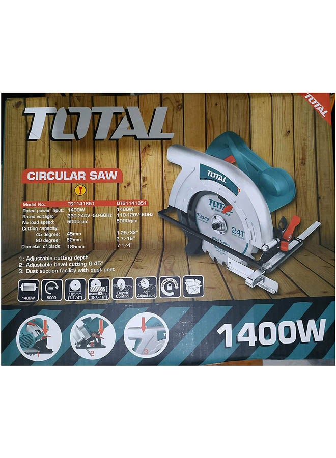 TOTAL - Circular Saw 1400W Blue - Image 1