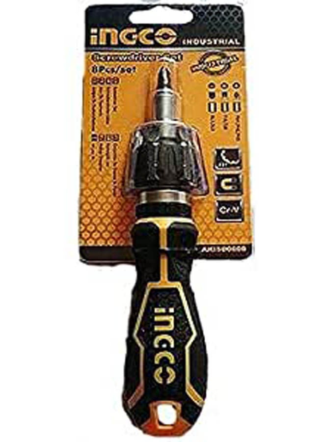 INGCO Magnetic & Metric 8 Piece Screwdriver & Bits Set Yellow