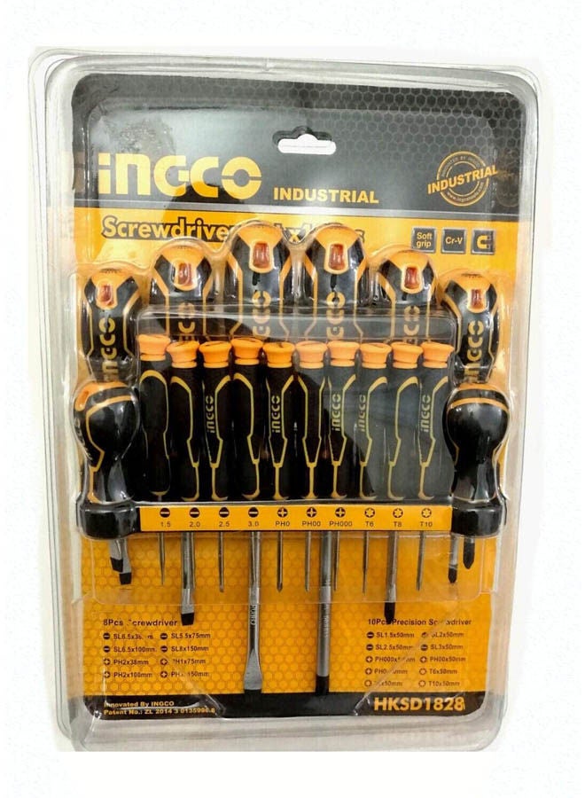 INGCO Screwdriver Set 18 Pcs With Holder Orange - Image 1
