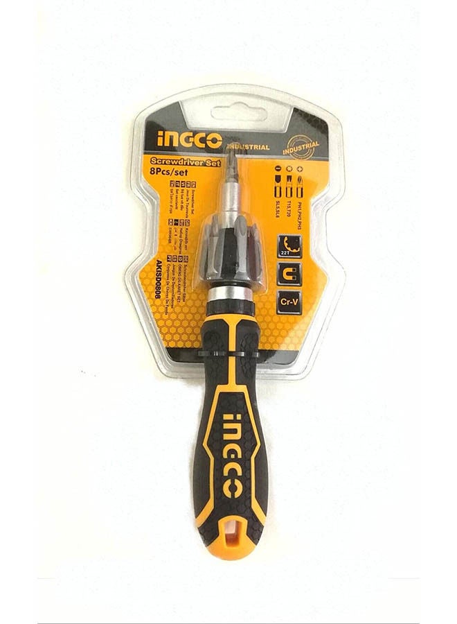 INGCO - Screwdriver Set 8 Pcs Ratchet Orange - Image 1