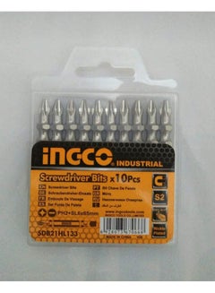 INGCO Screwdriver Bits Ph2/Sl6 65 Mm 10 Pcs Silver  - Image 1