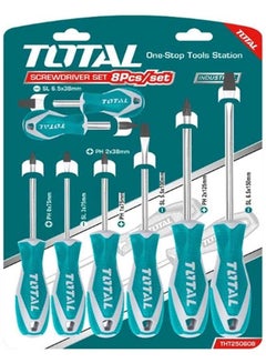 TOTAL Screwdriver Set 8 Pieces With Rubber Handle Model: Tht250608 Blue 
