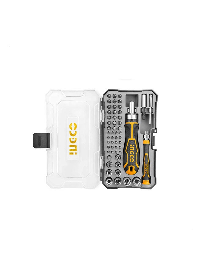 INGCO Hksdb0558 Screwdriver Bit Set With Ratchet Handle - 55 Pieces Multicolour