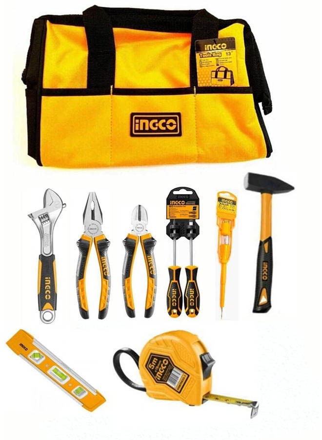 INGCO - Tools Set With Bag 10 Pcs Orange 16inchinch - Image 1
