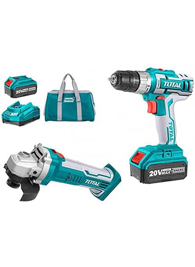 TOTAL - Set Of Battery Rocket, 2 Battery, 4 Amp 20 Volt Battery, Charger And Cloth Bag Blue - Image 1