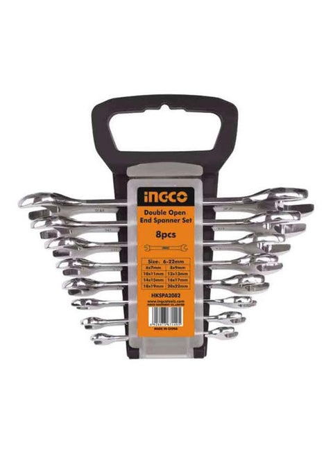 Double Open End Spanner Set 8Pcs Silver 22mm