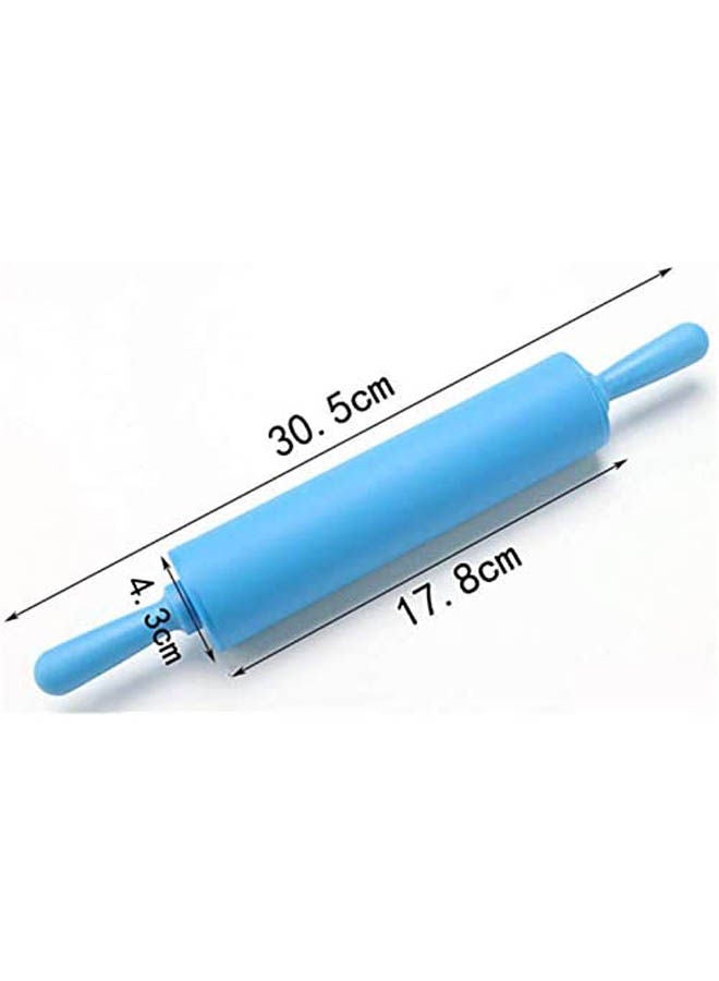 Mini Wood Rolling Pin - Premium Maple Dough Roller Blue 30.5cm  - Image 2