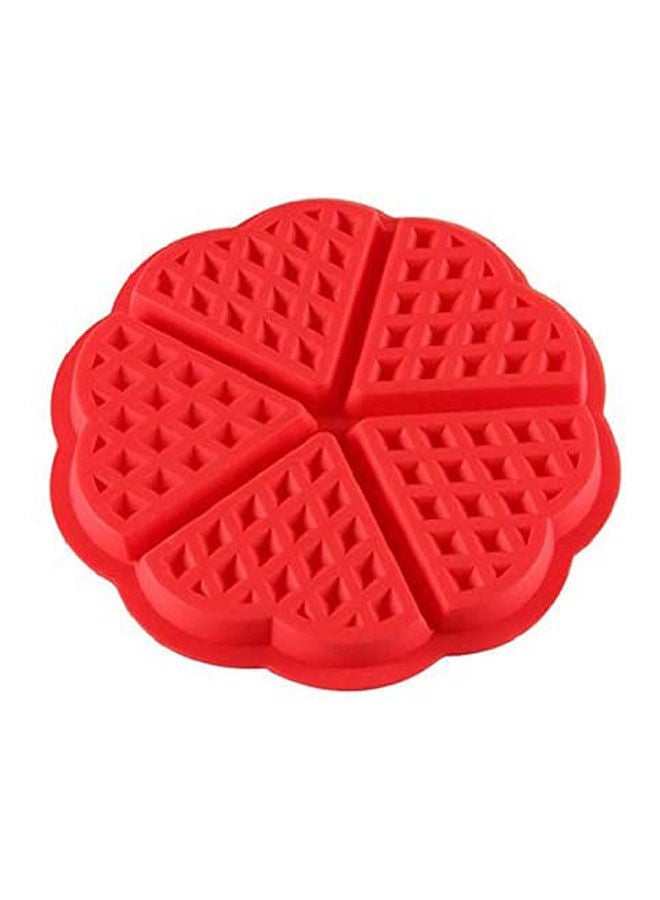 5 Cavity Heart Shaped Waffle Silicone Mold Baking Mold Red - Image 1