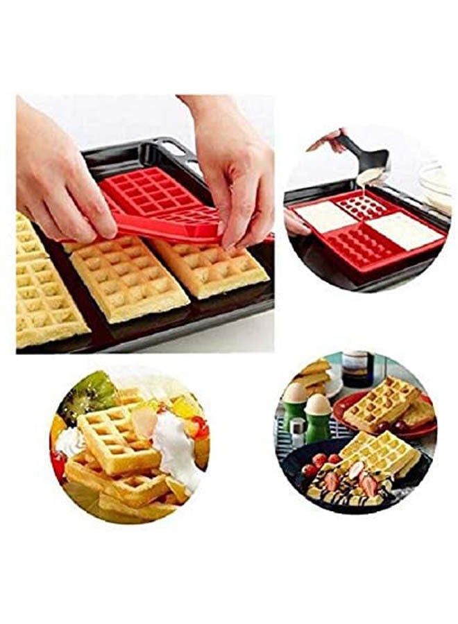 5 Cavity Heart Shaped Waffle Silicone Mold Baking Mold Red - Image 2