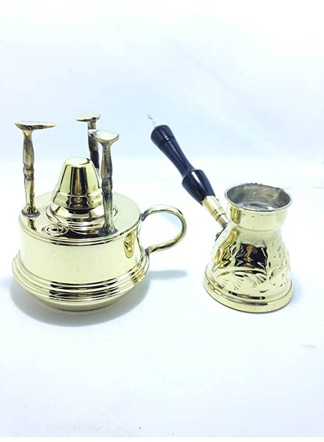 Alcohol Burner Model Mini With Plaid Coffee Pot Gold 