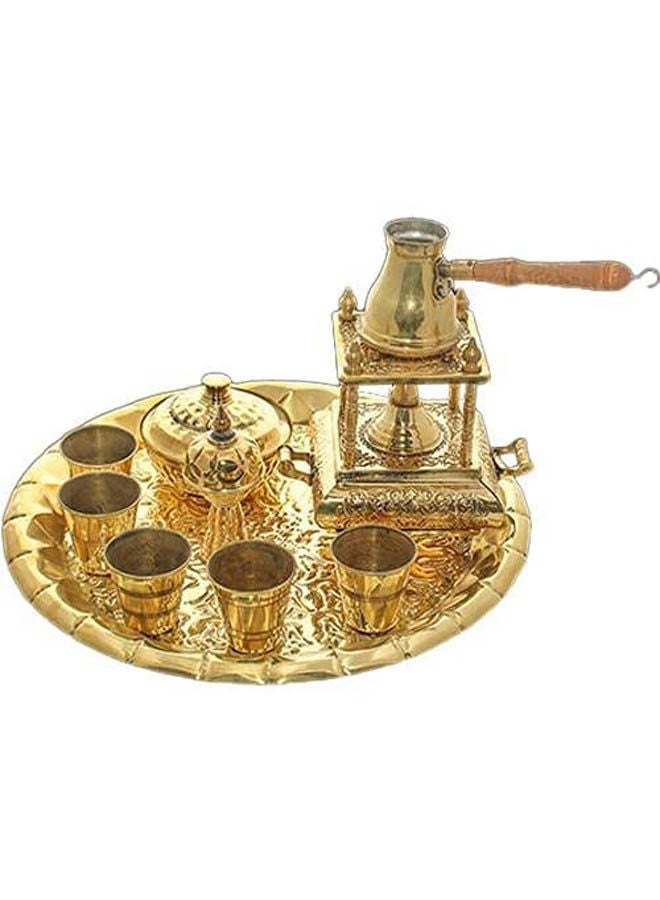 Generic Oriantal Set Brass Alcohol Burner Gold 