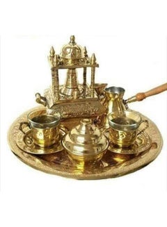 Royal Table Set With Two Cups, A Tray, A Sugar Tray And A Bowl Gold