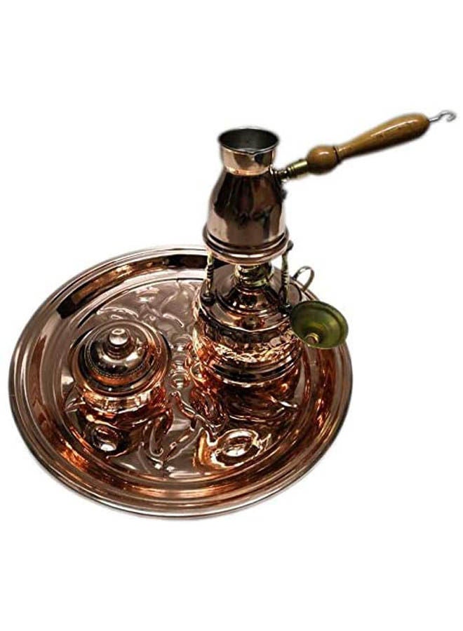 Generic Set Of Red Brass Tray 30 Cm, Coffee Maker, Coffe Pot, Sugary Gold 