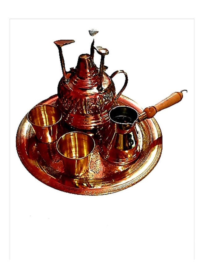Generic - A Coffee Table With Two Cups A Rag And A Tray Gold - Image 1