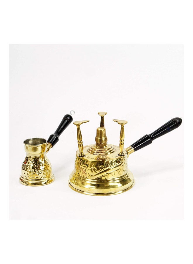 Brass Alcohol Burner With Coffee Pot Gold - Image 2