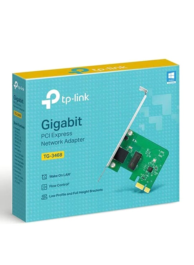 TP-LINK - Gigabit PCI Express Network Adapter 16x2.79x13.49cm Green/Black/Silver - Image 1