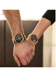 FOSSIL His And Her Chronograph Gold-Tone Stainless Steel Watch Gift Set BQ2400SET - Gold  - Image 2