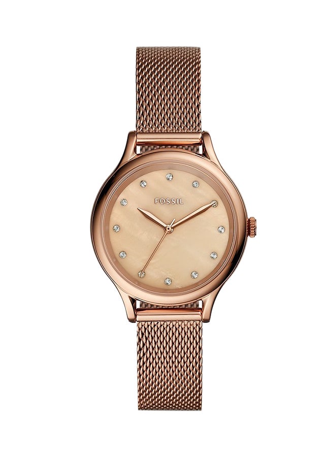 FOSSIL Women's Laney Three-Hand Rose Gold-Tone Stainless Steel Wrist Watch BQ3392 - 34 mm - Rose Gold - Image 1