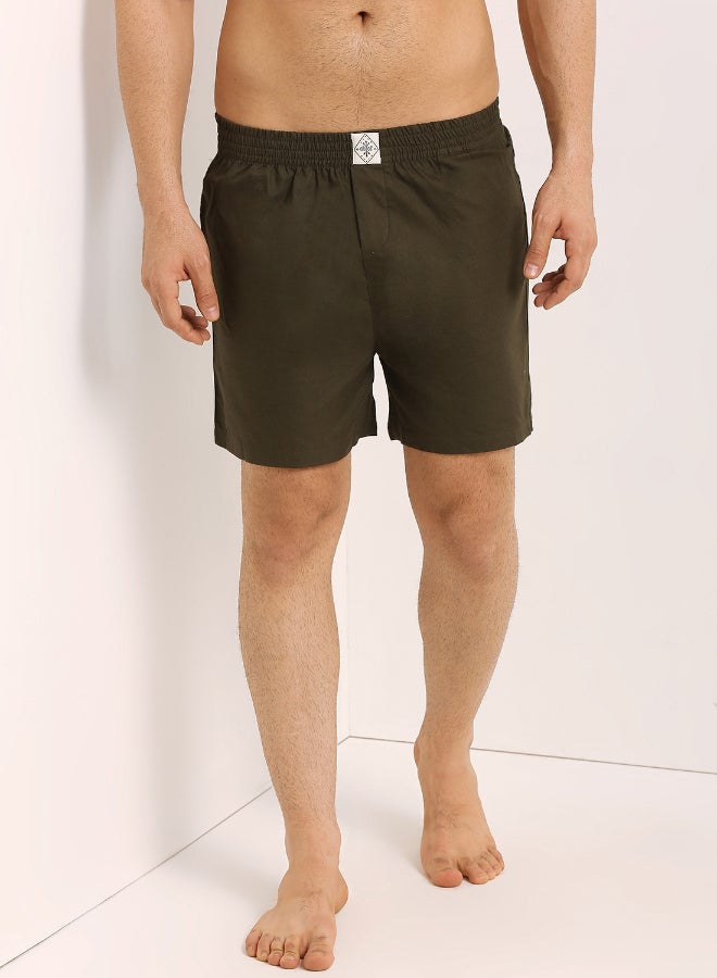 ABOF Pack of 3 Comfortable Boxer Casual  Shorts Olive  - Image 2