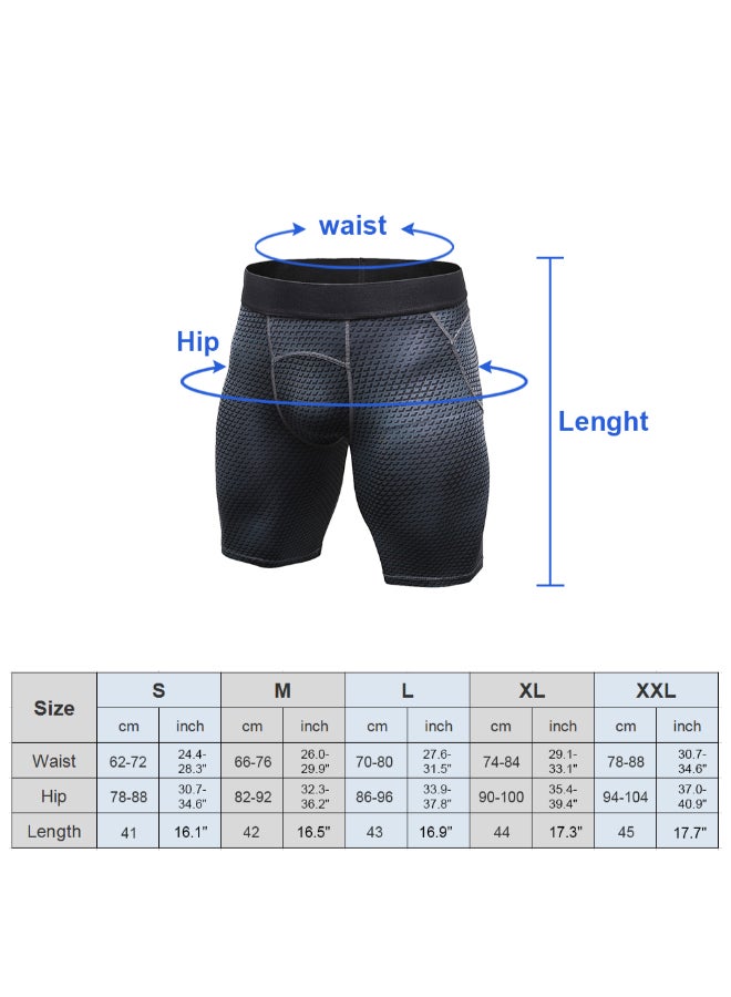 3-Piece Compression Quick Drying Workout Shorts Set Dark Grey/Blue/Red - Image 3