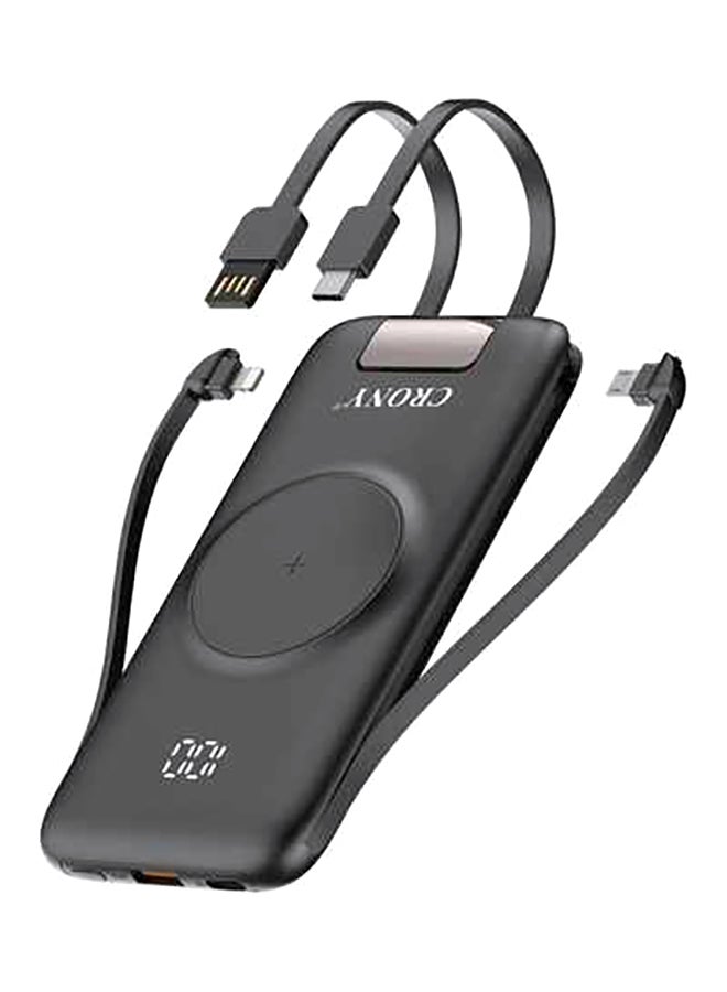 كروني باور بنك P2 بسرعة شحن USB فائقة وشحن رباعي الخطوط بتقنيات QC3.0 و PD وشحن لاسلكي سريع بقدرة 15 وات 20000.0 mAh أسود - Image 2