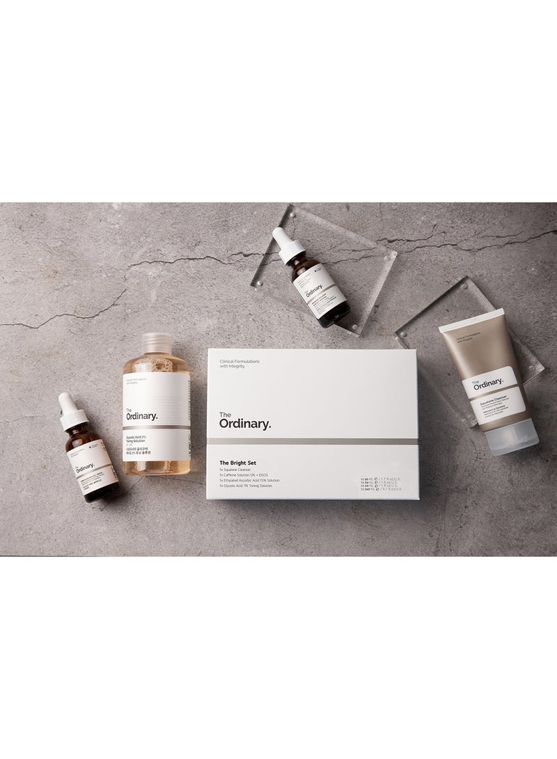 The Ordinary - Bright Set - Squalane Cleanser, Caffeine Solution 5% + EGCG, Ethylated Ascorbic Acid 15% Solution, Glycolic Acid 7% Toning Solution 50+30+30+240ml - Image 1