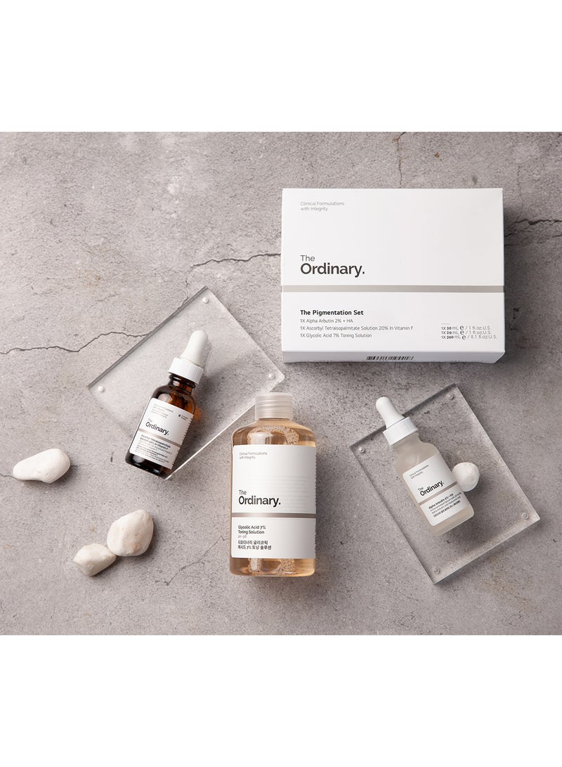 The Ordinary Pigmentation Set - Alpha Arbutin 2% + HA, Ascorbyl Tetraisopalmitate Solution 20% In Vitamin F, Glycolic Acid 7% Toning Solution 30+30+240ml  - Image 4